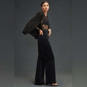 Anthropologie The Colette Maeve Corduroy Wide Leg Pants Black NWT 16W inseam 31”